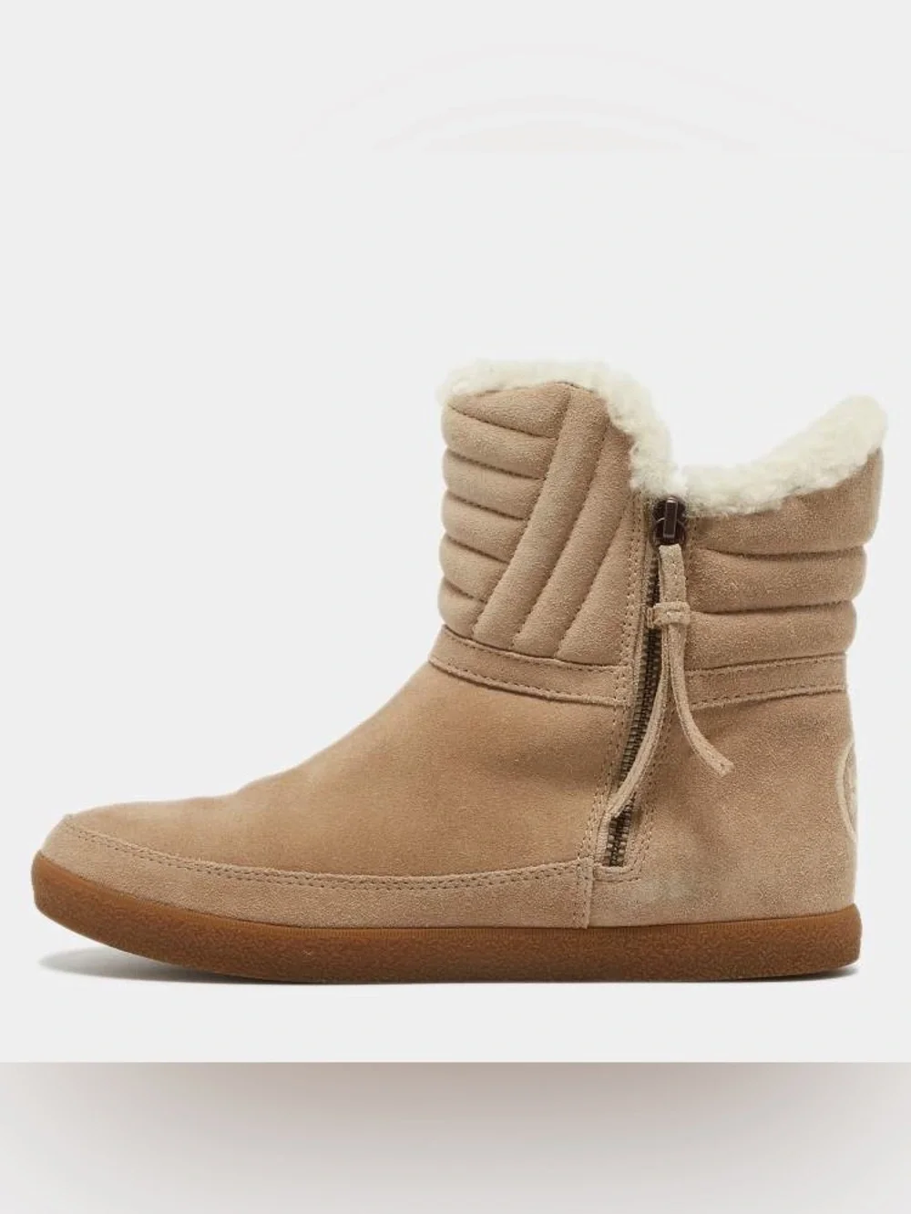 Tory Burch Suede Shearling-Lined Ankle Boots - Tan Size 8